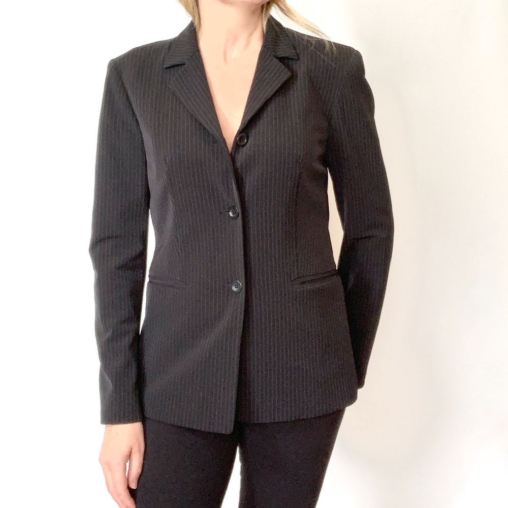 Isabel Ardee Vintage Black Pinstripe Blazer Suit Jacket